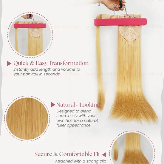 Light Blonde (#20ash)  Bone Straight  Ponytail Hair Extensions 1pcs / AZ Hair Vietnam