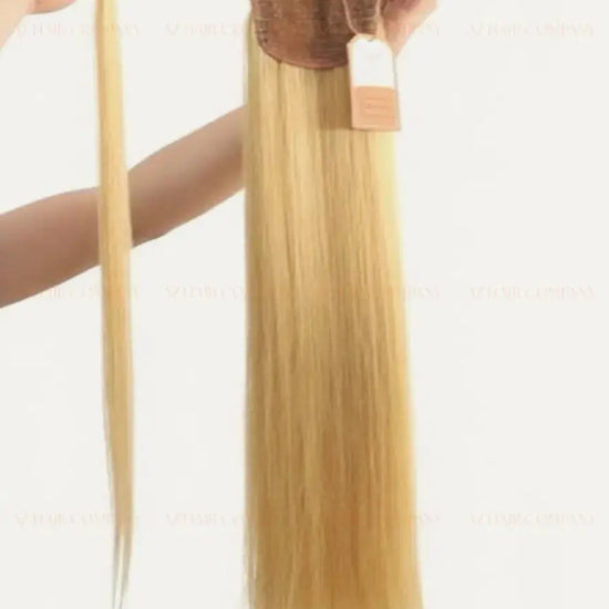 Light Blonde (#20ash)  Bone Straight  Ponytail Hair Extensions 1pcs / AZ Hair Vietnam