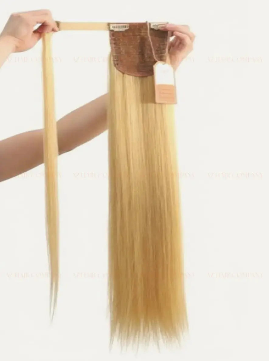 Light Blonde (#20ash)  Bone Straight  Ponytail Hair Extensions 1pcs / AZ Hair Vietnam