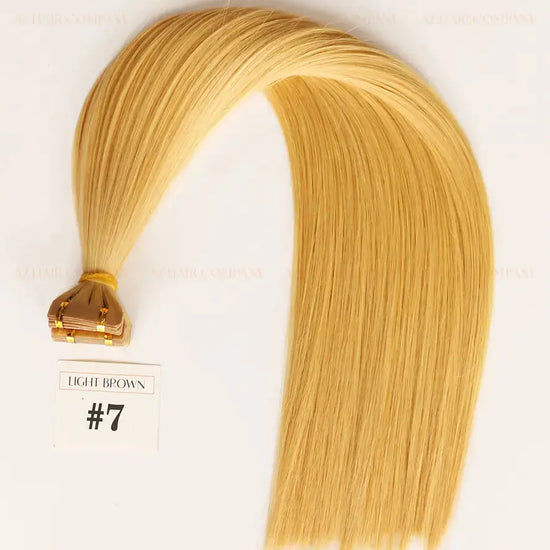 Light Brown (#7) Bone Straight Regular Tape Hair Extensions 100g - Vietnamese Raw Hair / AZ Hair Vietnamese