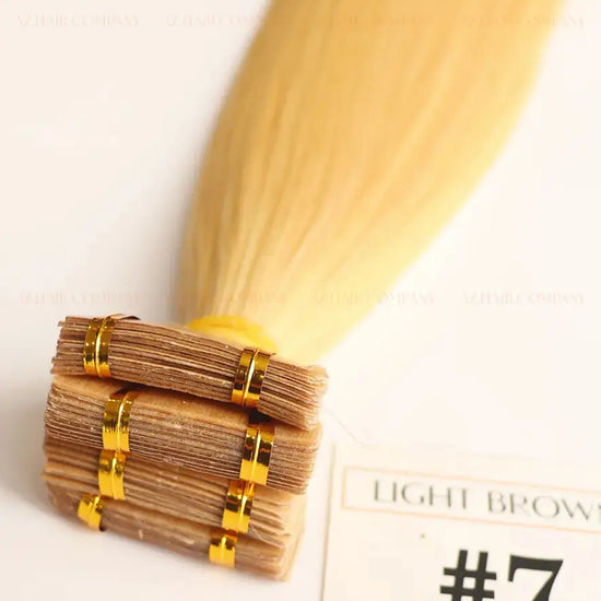 Light Brown (#7) Bone Straight Regular Tape Hair Extensions 100g - Vietnamese Raw Hair / AZ Hair Vietnamese