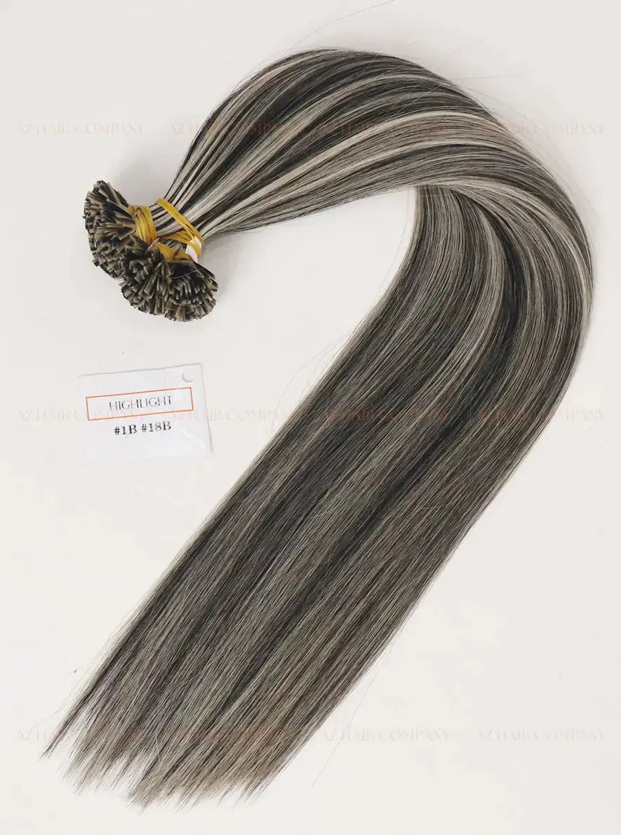 Highlight (#1B/#18B) Bone Straight Flat Tip Hair Extensions 100g - 100% Raw Vietnamese Human Hair / AZ Hair Vietnam