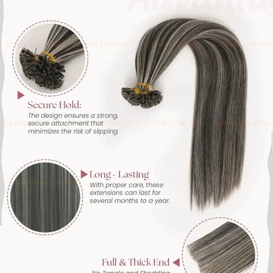 Highlight (#1B/#18B) Bone Straight Flat Tip Hair Extensions 100g - 100% Raw Vietnamese Human Hair / AZ Hair Vietnam
