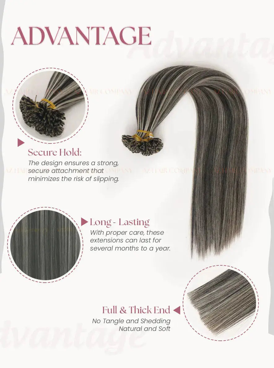 Highlight (#1B/#18B) Bone Straight Flat Tip Hair Extensions 100g - 100% Raw Vietnamese Human Hair / AZ Hair Vietnam