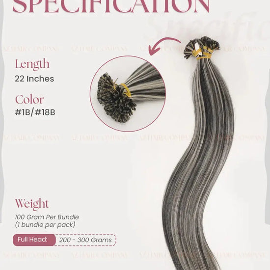 Highlight (#1B/#18B) Bone Straight Flat Tip Hair Extensions 100g - 100% Raw Vietnamese Human Hair / AZ Hair Vietnam
