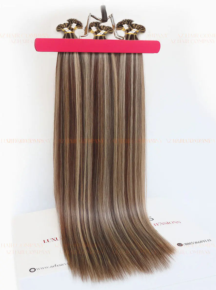 Highlight (#2ash/8ash) Bone Straight  Flat Tip Hair Extensions 100g - Cuticle Aligned Raw Hair / AZ Hair Vietnam