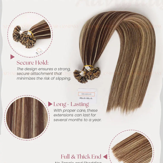 Highlight (#2ash/8ash) Bone Straight  Flat Tip Hair Extensions 100g - Cuticle Aligned Raw Hair / AZ Hair Vietnam