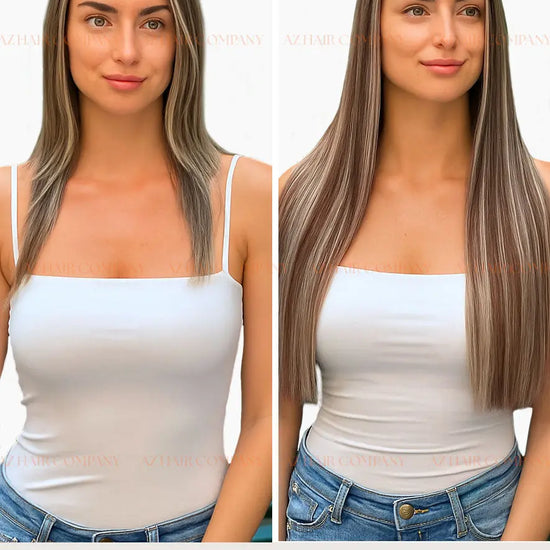 Highlight (#2ash/8ash) Bone Straight  Flat Tip Hair Extensions 100g - Cuticle Aligned Raw Hair / AZ Hair Vietnam