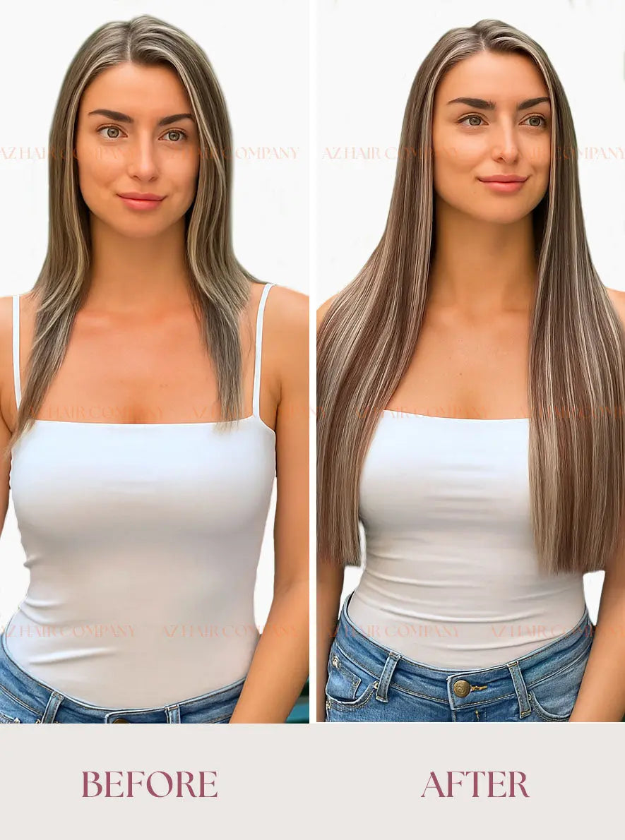 Highlight (#2ash/8ash) Bone Straight  Flat Tip Hair Extensions 100g - Cuticle Aligned Raw Hair / AZ Hair Vietnam