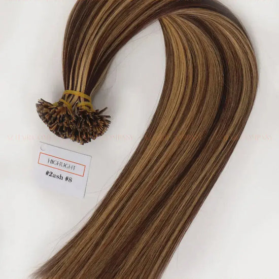 Highlight (#2ash/#8) Bone Straight Flat Tip Hair Extensions 100g - Raw Vietnamese Hair / AZ Hair Vietnam