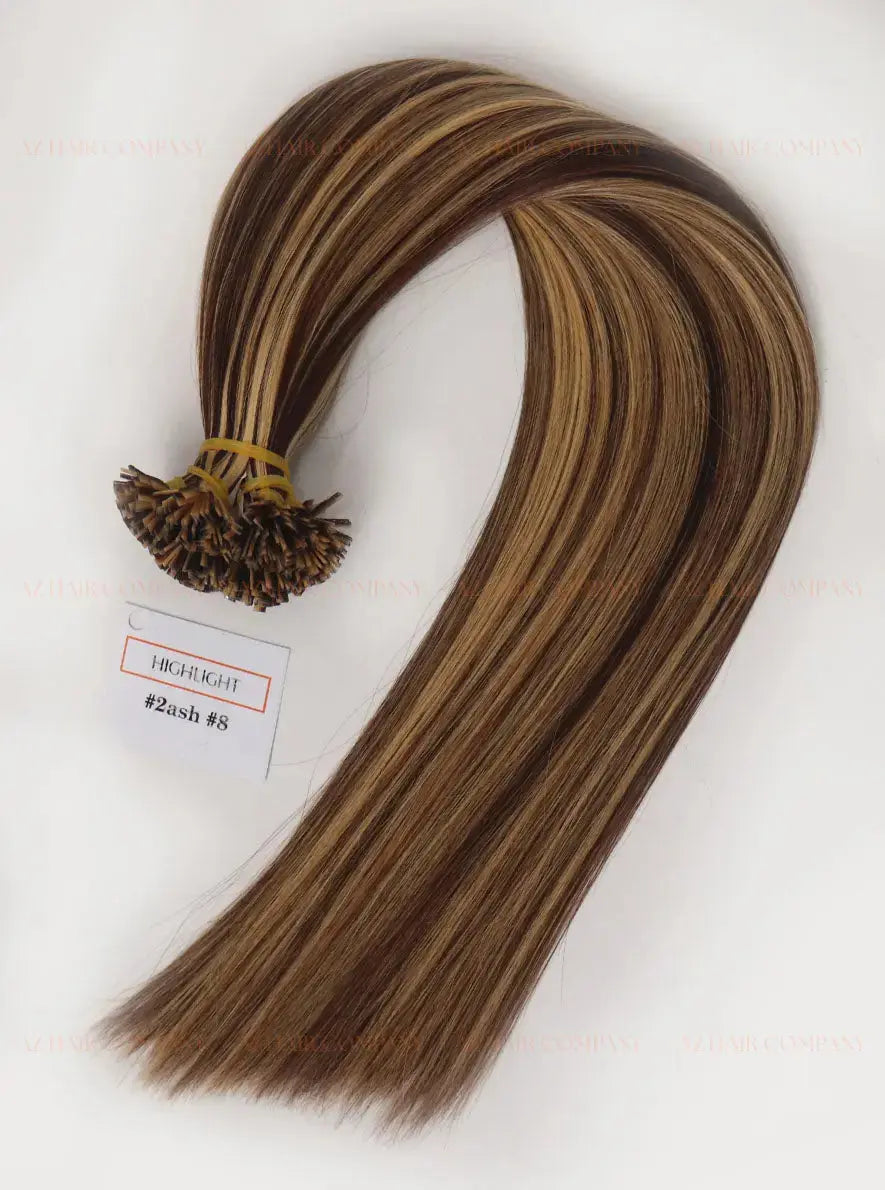 Highlight (#2ash/#8) Bone Straight Flat Tip Hair Extensions 100g - Raw Vietnamese Hair / AZ Hair Vietnam