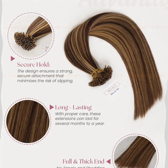 Highlight (#2ash/#8) Bone Straight Flat Tip Hair Extensions 100g - Raw Vietnamese Hair / AZ Hair Vietnam