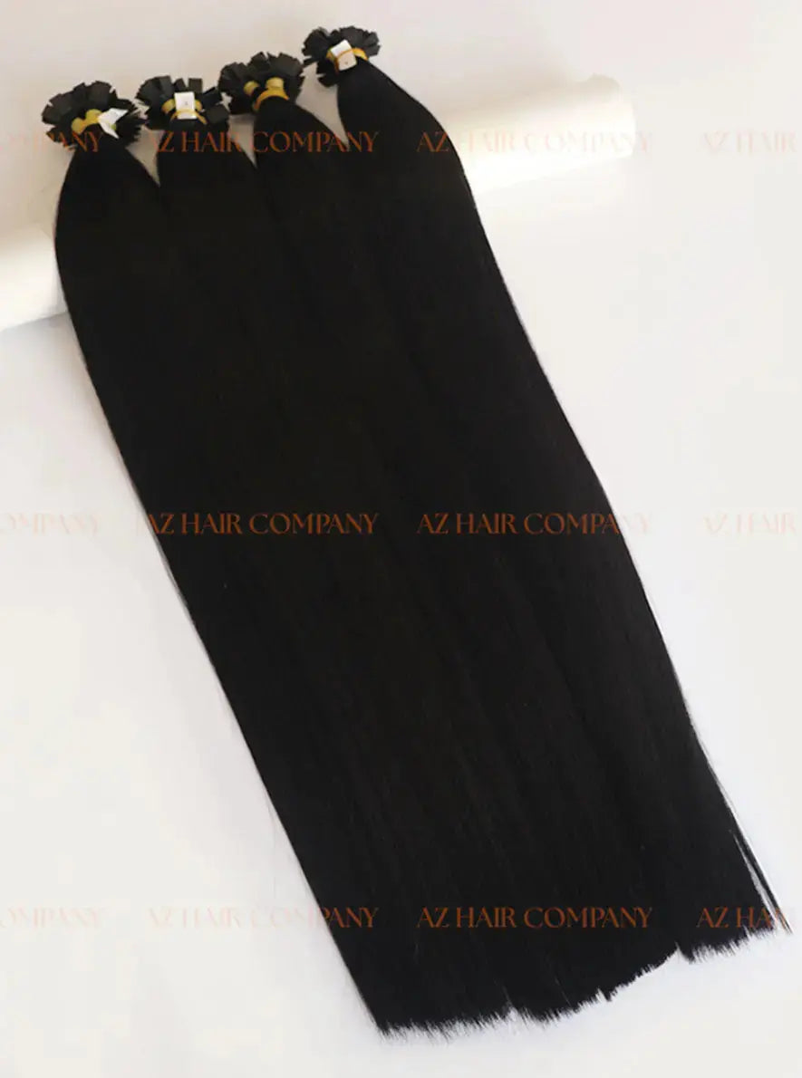 Jet Black (#1) Bone Straight Flat Tip Hair Extensions 100g - Direct Factory Vietnam / AZ Hair Vietnam