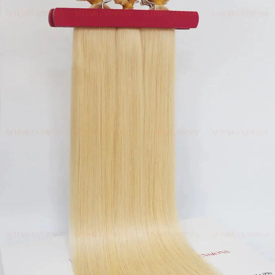 Light Blonde (#613) Bone Straight Flat Tip Hair Extensions 100g - Cuticle Aligned Raw Hair / AZ Hair Vietnam