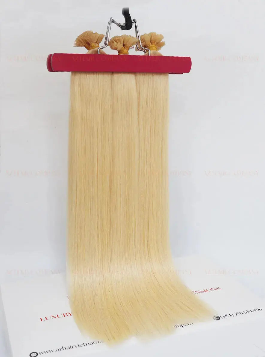Light Blonde (#613) Bone Straight Flat Tip Hair Extensions 100g - Cuticle Aligned Raw Hair / AZ Hair Vietnam