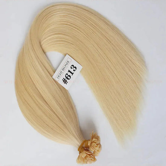 Light Blonde (#613) Bone Straight Flat Tip Hair Extensions 100g - Cuticle Aligned Raw Hair / AZ Hair Vietnam