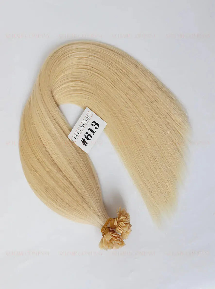Light Blonde (#613) Bone Straight Flat Tip Hair Extensions 100g - Cuticle Aligned Raw Hair / AZ Hair Vietnam