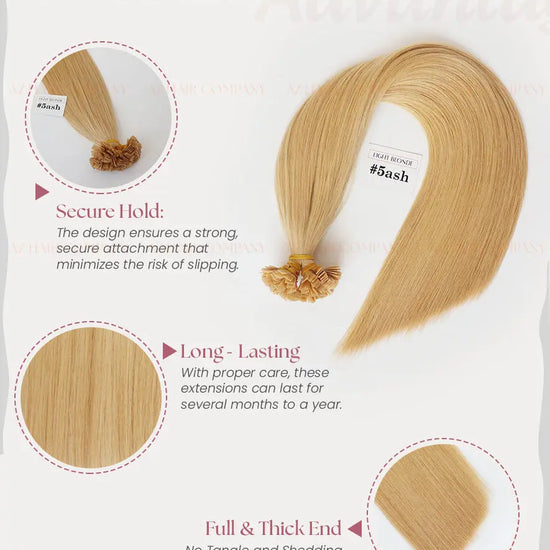 Light Brown (#5ash) Bone Straight Flat Tip Hair Extensions 100g - Vietnamese Raw Hair / AZ Hair Vietnam