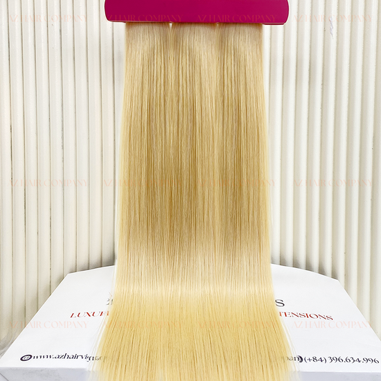 #60 Light Blonde Bone Straight Genius Weft Hair Extensions 100g - Single Donor Vietnamese Hair / AZ Hair Vietnam