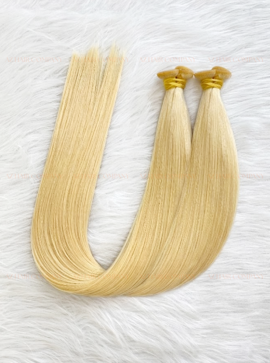 #60 Light Blonde Bone Straight Genius Weft Hair Extensions 100g - Single Donor Vietnamese Hair / AZ Hair Vietnam