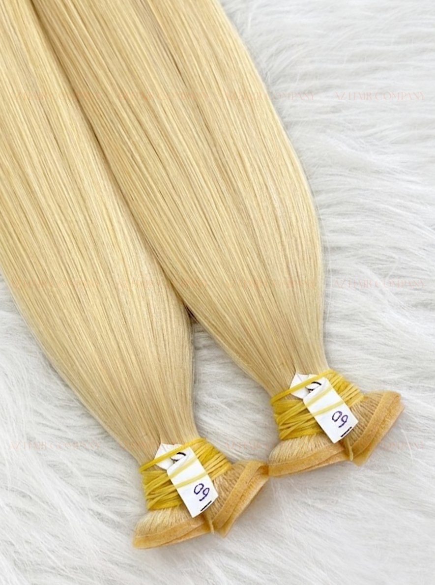 #60 Light Blonde Bone Straight Genius Weft Hair Extensions 100g - Single Donor Vietnamese Hair / AZ Hair Vietnam