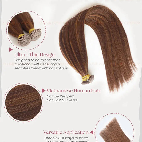 Dark Brown (#2ash) Bone Straight Genius Weft Hair Extensions 100g - Factory Direct Vietnam / AZ Hair Vietnam