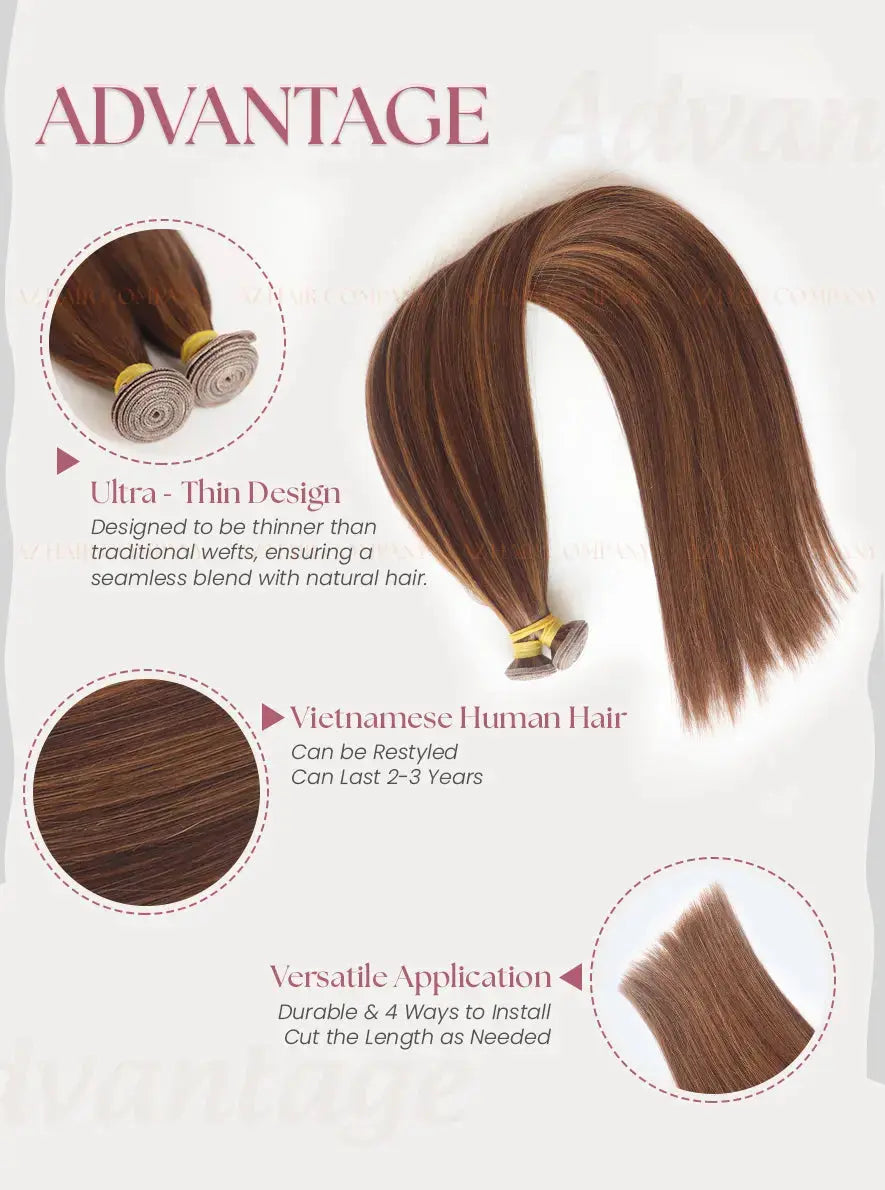 Dark Brown (#2ash) Bone Straight Genius Weft Hair Extensions 100g - Factory Direct Vietnam / AZ Hair Vietnam