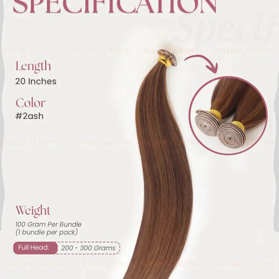 Dark Brown (#2ash) Bone Straight Genius Weft Hair Extensions 100g - Factory Direct Vietnam / AZ Hair Vietnam