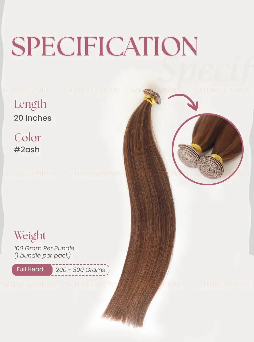 Dark Brown (#2ash) Bone Straight Genius Weft Hair Extensions 100g - Factory Direct Vietnam / AZ Hair Vietnam
