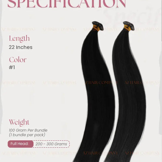 Jet Black (#1) Bone Straight Genius Weft Hair Extensions 100g - Raw Vietnamese Hair / AZ Hair Vietnam