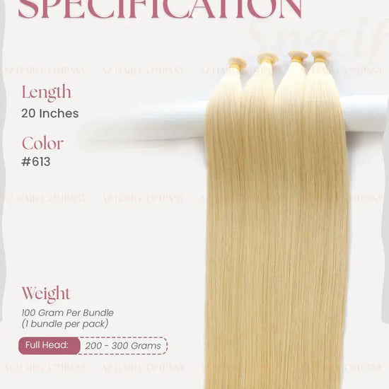 Light Blonde (#613) Bone Straight Genius Weft Hair Extensions 100g - Direct Factory Vietnam / AZ Hair Vietnam