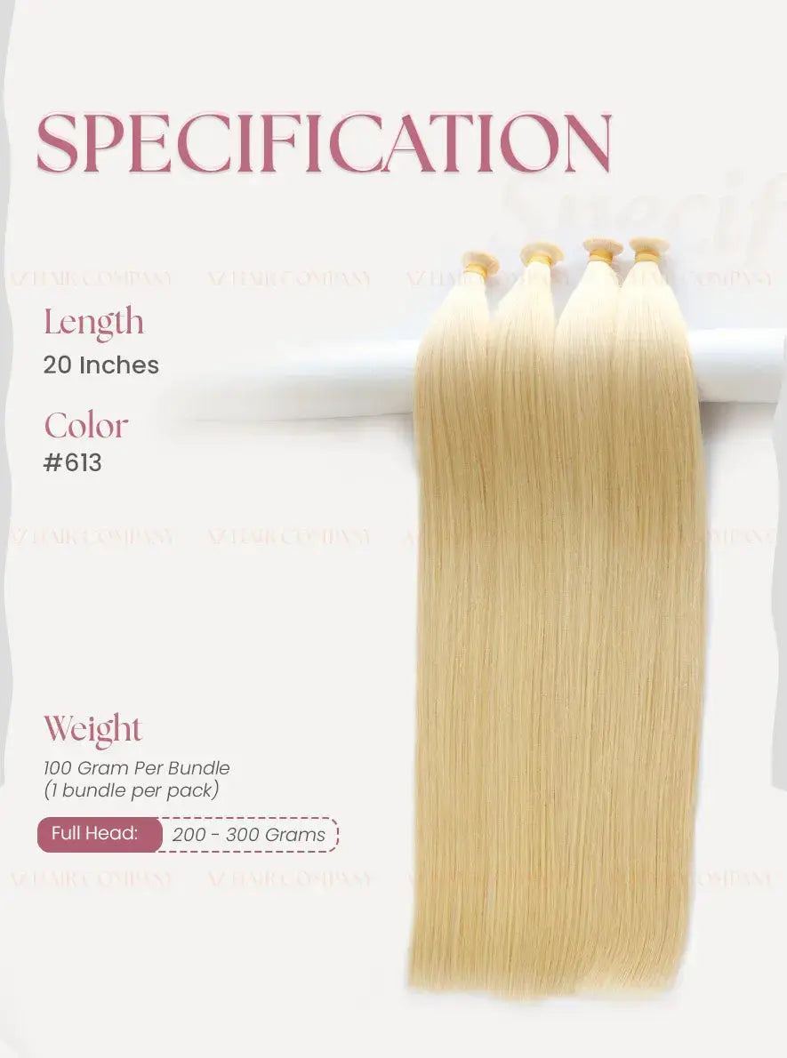 Light Blonde (#613) Bone Straight Genius Weft Hair Extensions 100g - Direct Factory Vietnam / AZ Hair Vietnam