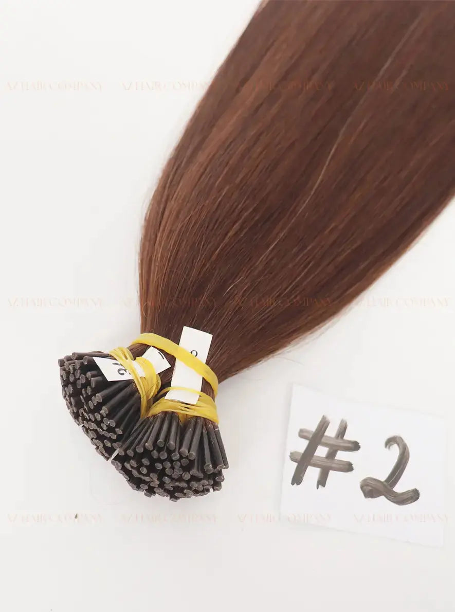 Dark Brown (#2) Bone Straight I Tip Hair Extensions 100g - Raw Vietnamese Hair Factory / AZ Hair Vietnam