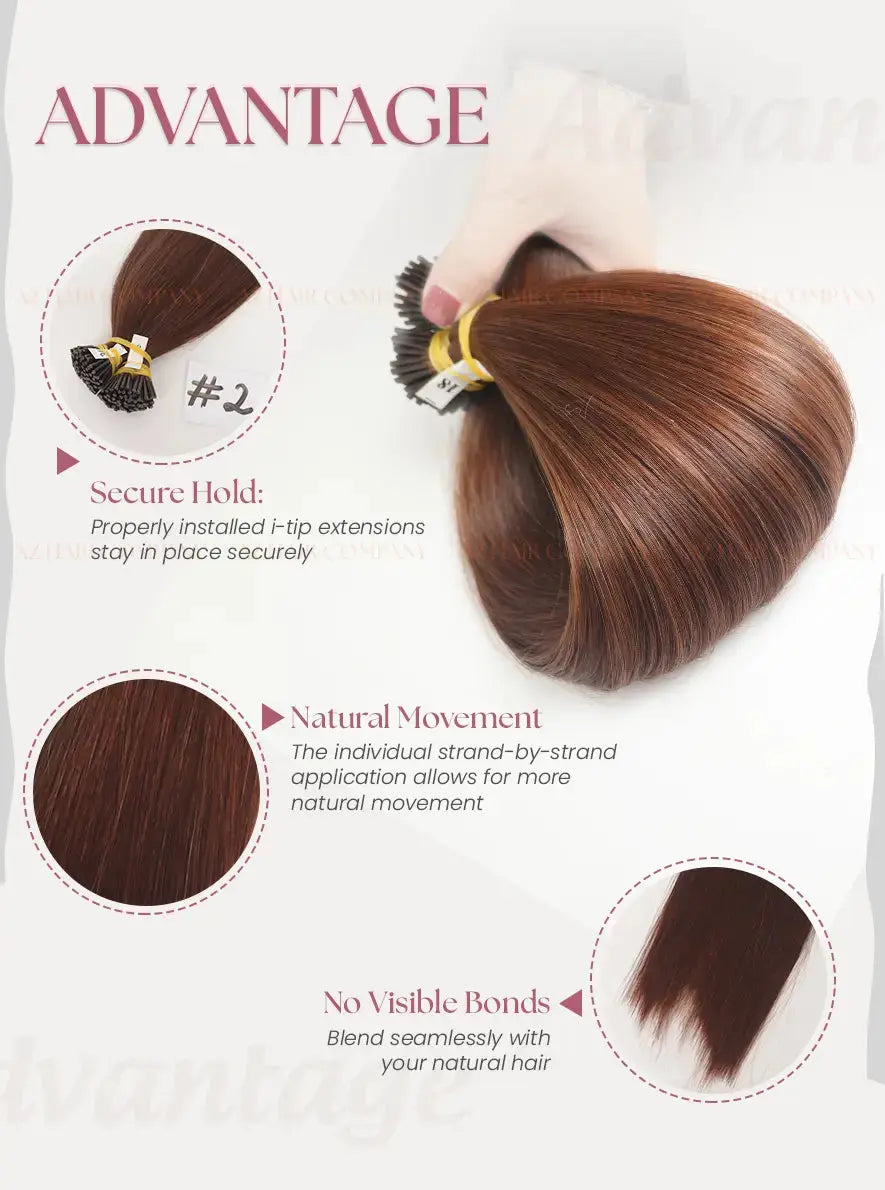 Dark Brown (#2) Bone Straight I Tip Hair Extensions 100g - Raw Vietnamese Hair Factory / AZ Hair Vietnam