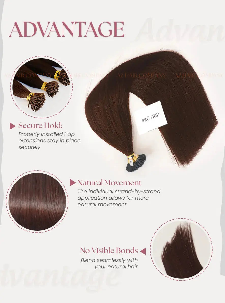 Dark Brown (#2C) Bone Straight I - Tip Hair Extensions 100g - AZ Hair Vietnam Factory / AZ Hair Vietnam