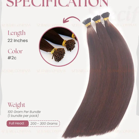 Dark Brown (#2C) Bone Straight I - Tip Hair Extensions 100g - AZ Hair Vietnam Factory / AZ Hair Vietnam