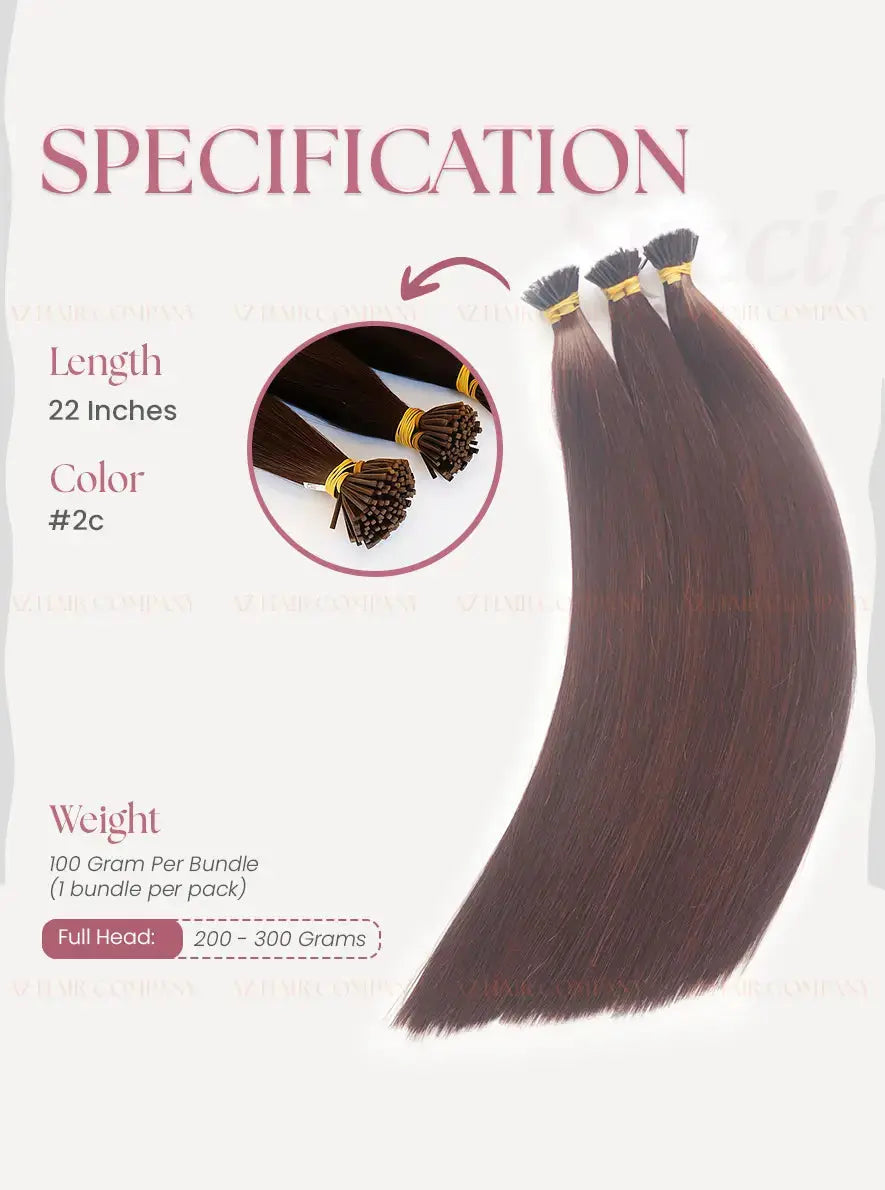 Dark Brown (#2C) Bone Straight I - Tip Hair Extensions 100g - AZ Hair Vietnam Factory / AZ Hair Vietnam