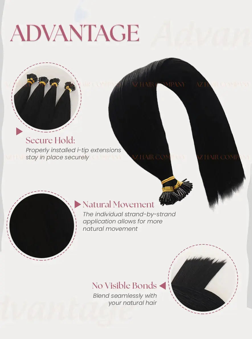 Jet Black (#1) Bone Straight I - Tip Hair Extension 100g - AZ Hair Vietnam Factory / AZ Hair Vietnam
