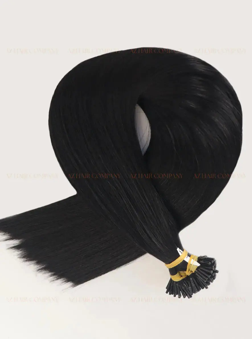 Jet Black (#1) Bone Straight I - Tip Hair Extension 100g - AZ Hair Vietnam Factory / AZ Hair Vietnam