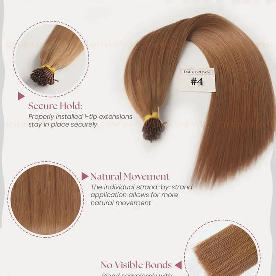 Light Brown (#4) Bone Straight I - Tip Hair Extensions 100g -  AZ Hair Vietnam Factory / AZ Hair Vietnam