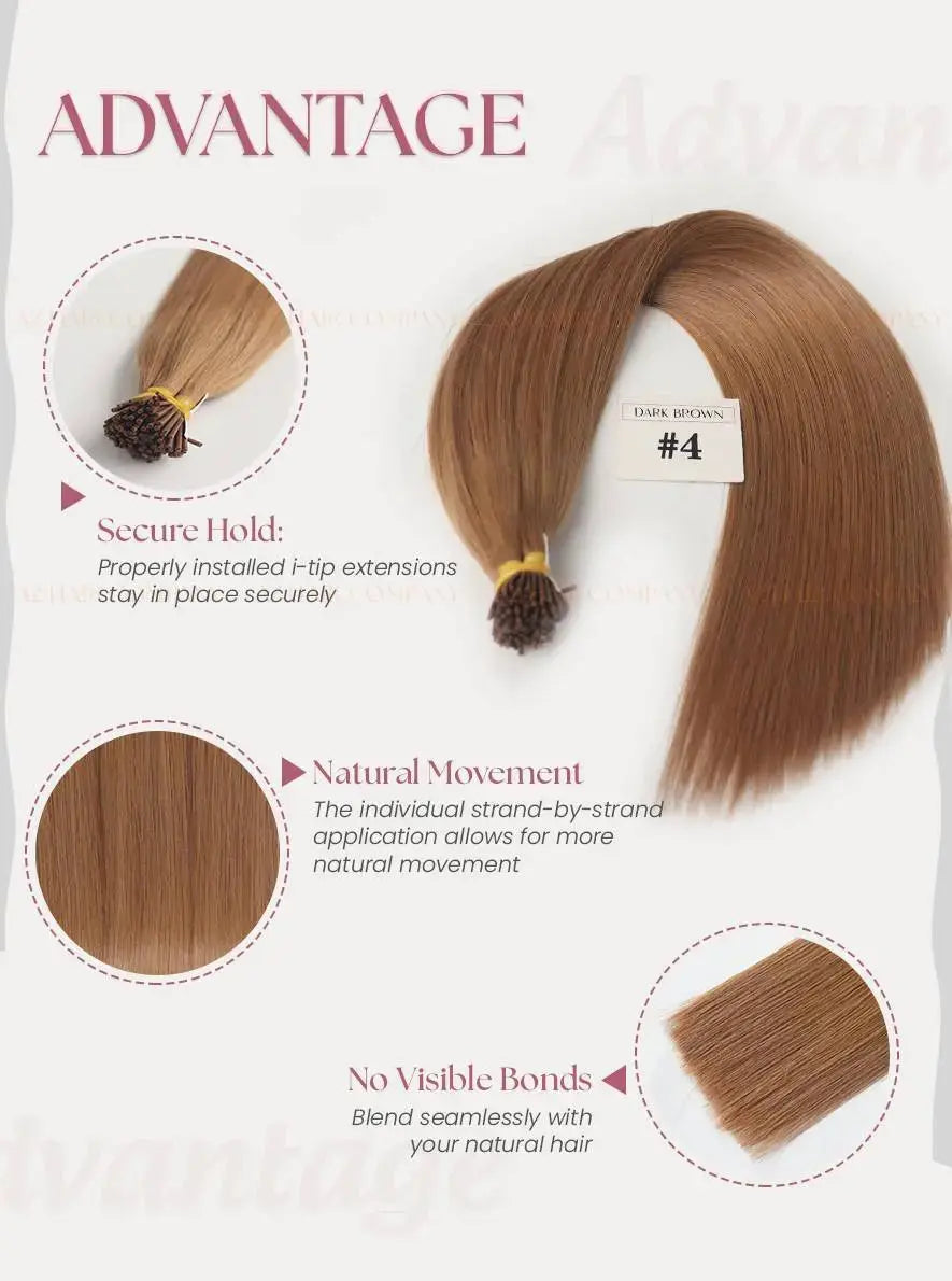 Light Brown (#4) Bone Straight I - Tip Hair Extensions 100g -  AZ Hair Vietnam Factory / AZ Hair Vietnam