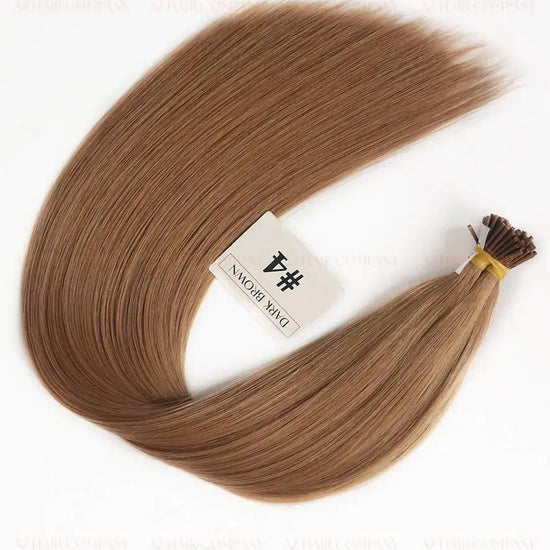 Light Brown (#4) Bone Straight I - Tip Hair Extensions 100g -  AZ Hair Vietnam Factory / AZ Hair Vietnam