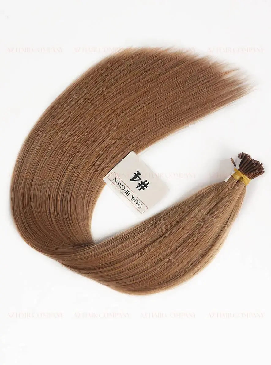 Light Brown (#4) Bone Straight I - Tip Hair Extensions 100g -  AZ Hair Vietnam Factory / AZ Hair Vietnam