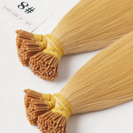 Light Brown (#8) Bone Straight I Tip Hair Extensions 100g - AZ Hair Vietnam
