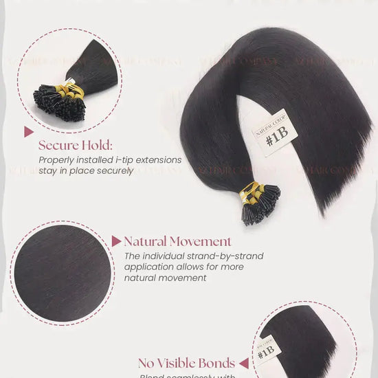 Natural Black (#1B) Bone Straight I - Tip Hair Extensions 100g - Single Donor Vietnamese Hair / AZ Hair Vietnam