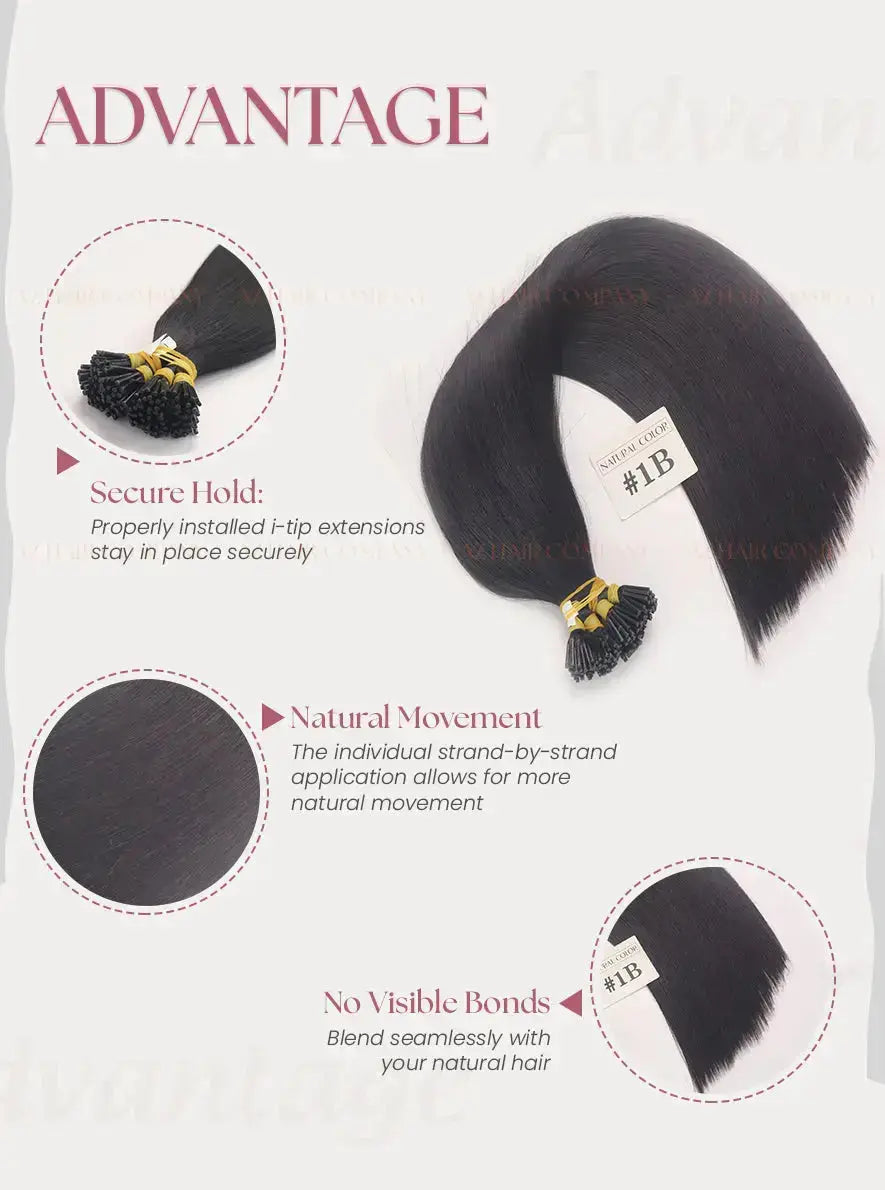 Natural Black (#1B) Bone Straight I - Tip Hair Extensions 100g - Single Donor Vietnamese Hair / AZ Hair Vietnam