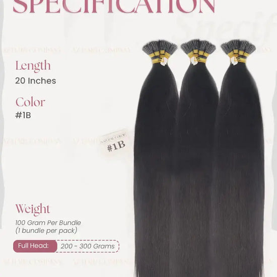 Natural Black (#1B) Bone Straight I - Tip Hair Extensions 100g - Single Donor Vietnamese Hair / AZ Hair Vietnam