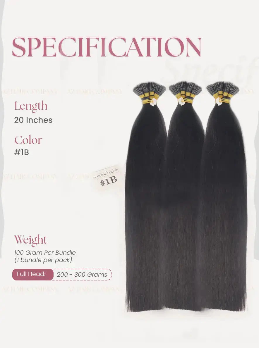 Natural Black (#1B) Bone Straight I - Tip Hair Extensions 100g - Single Donor Vietnamese Hair / AZ Hair Vietnam