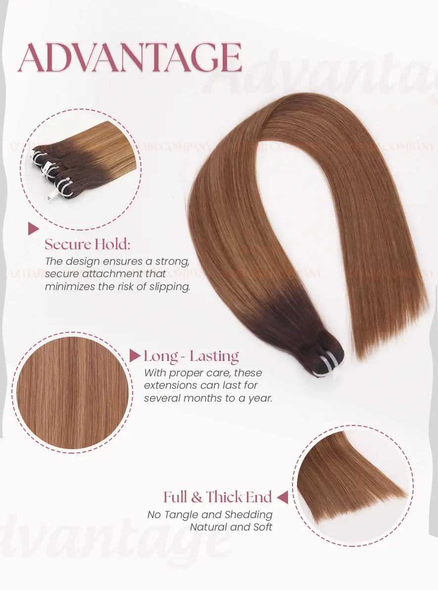 Balayage (#4/#4C) Bone Straight Machine Weft Hair Extensions 100g - 100% Vietnamese Human Hair / AZ Hair Vietnam