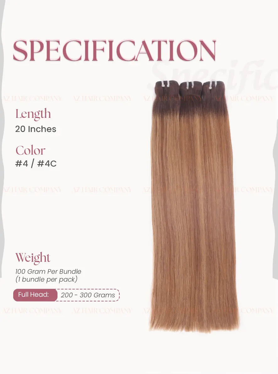 Balayage (#4/#4C) Bone Straight Machine Weft Hair Extensions 100g - 100% Vietnamese Human Hair / AZ Hair Vietnam